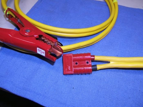 Power plug installed on jumper cables