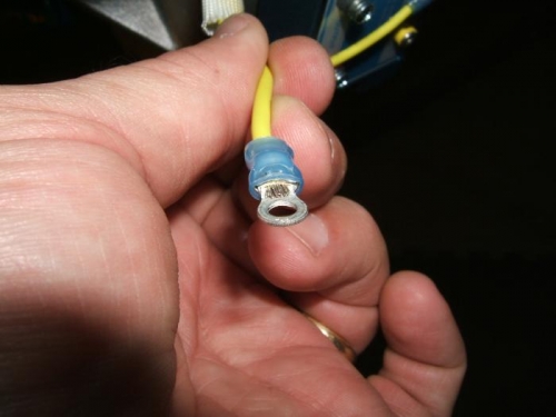 First crimped terminal, wire sticking out a bit far