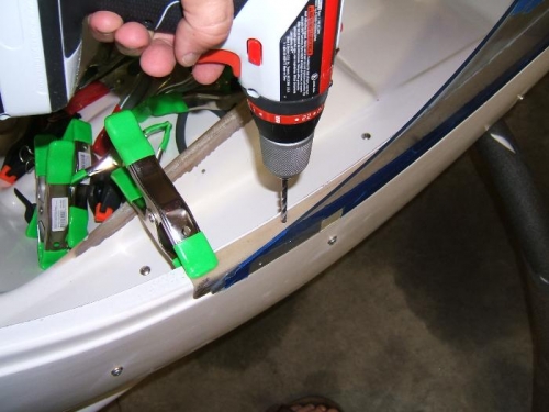 Drilling 5 mounting holes for right door