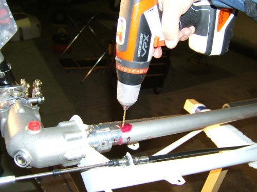 Pilot drilling the rear coupler