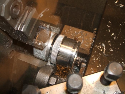 Parting off after turning the o-ring groove and knurling