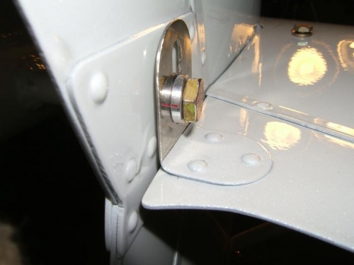 Washer in place, mark indicates thickest point