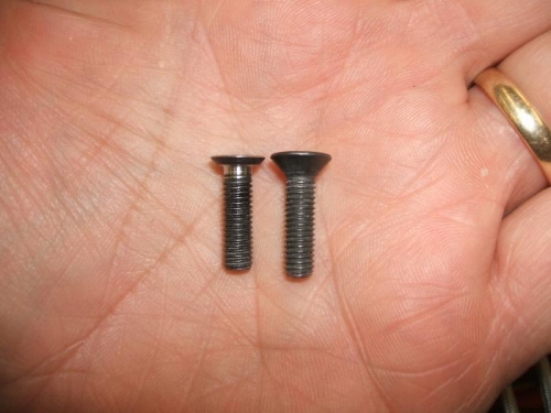 Reworked screw on the left