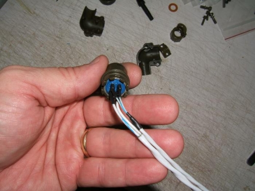 Wires soldered and heat shrink in place