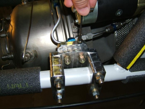 Lowering rear of engine to align pulleys