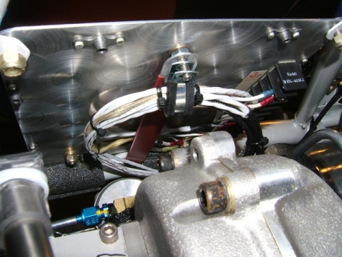 Back of governor box, wire hold down strap