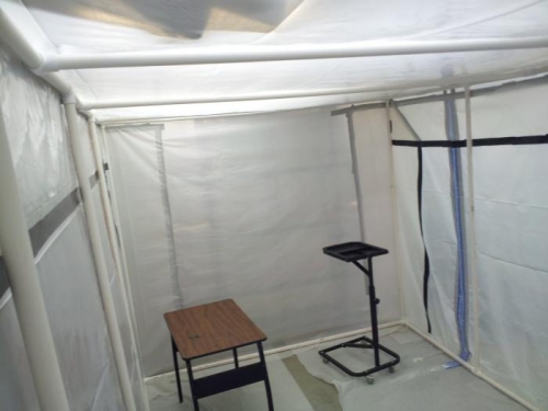 After taping the booth together.