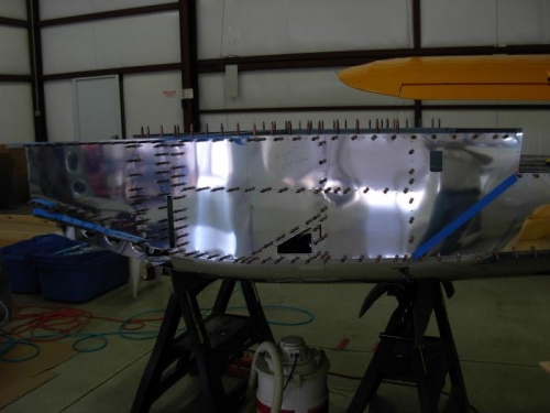 Side skin clecoed and ready to rivet