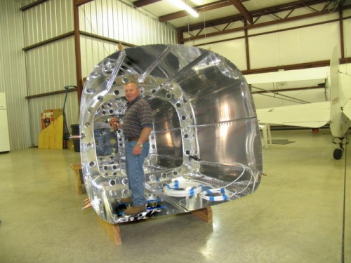 Me drilling inside the fuselage - the world according to Jim.
