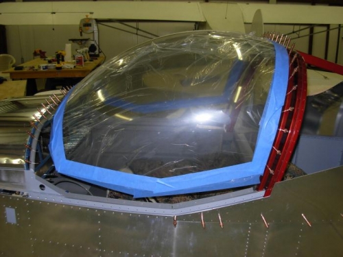 Bubble clecoed to frame