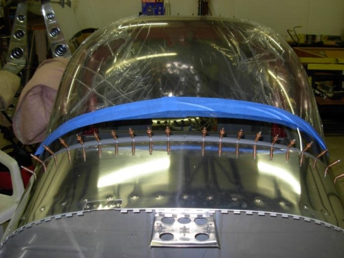 Bubble clecoed to frame