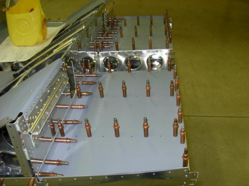 Floor panels ready to be riveted