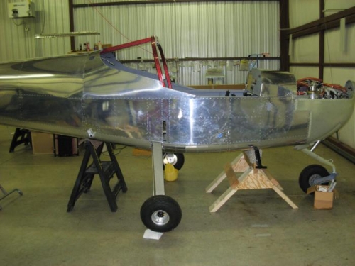 Supported aircraft on sawhorses