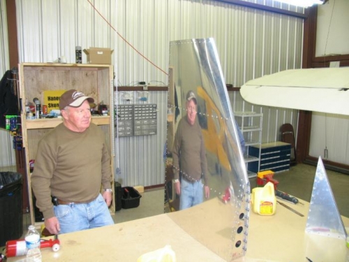 Finished riveting skin to ribs and spar