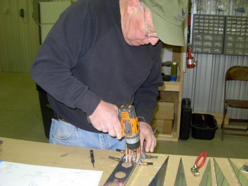 Working on rudder spar