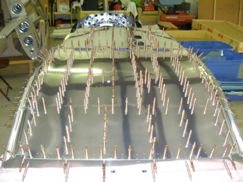 Bottom skin clecoed to frame