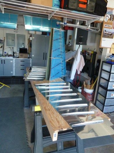 rudder skin layout with partially completed VS