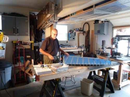 Finishing up rudder riveting