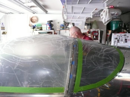 Rear window clecoed in place