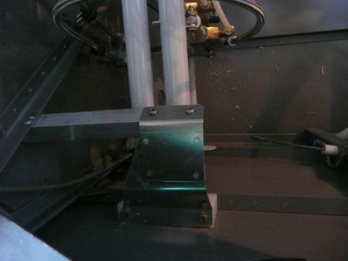 Top down look at park brake bracket