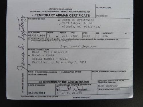 Builder's Airman Certificate