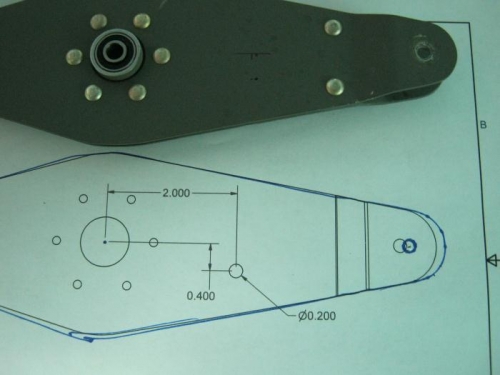 Bellcrank drill hole location