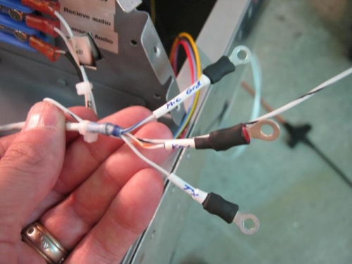Transmit wiring from SL40. Note the solder sleve for the shield ground