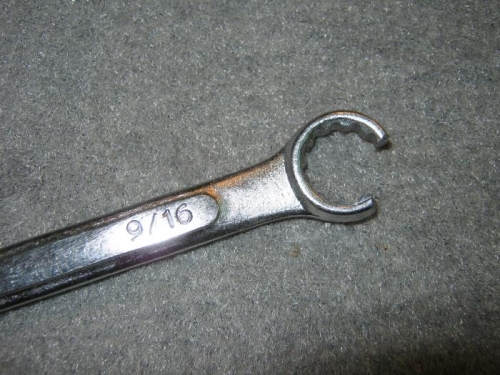 Cut a cheap wrench for better access to brake fittings
