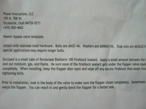 Heater bypass valve instructions