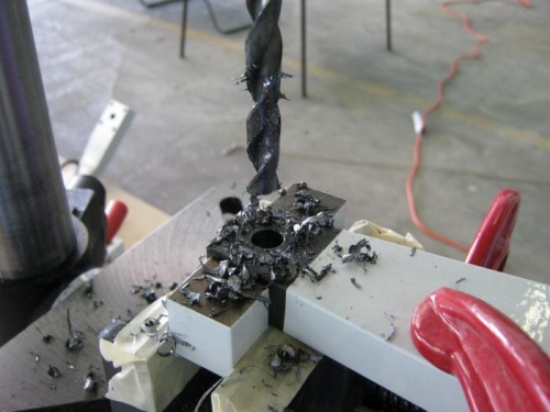 Match drilling the gear attach bracket through the gear leg hole.