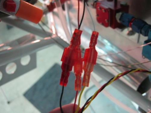Connections to the red cube flow meter made
