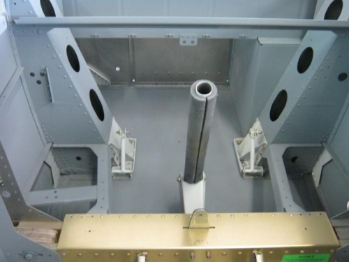 Cockpit floor and side panels and gear towers primered in 7220