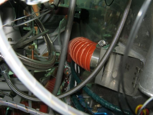 Cabin heat scat hose connected to the cabin inlet box