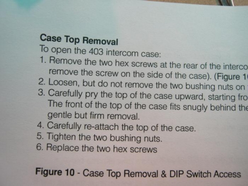 Instructions for opening the intercom case