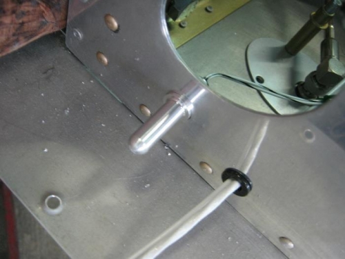Temperature probe using hole previously drilled for pitot line. Moving pitot line further aft