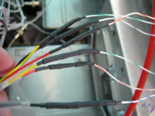 wires from indicators to the wire pins from relays  attached and shrink wrapped