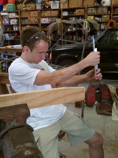 Bending angle, measuring jig in foreground