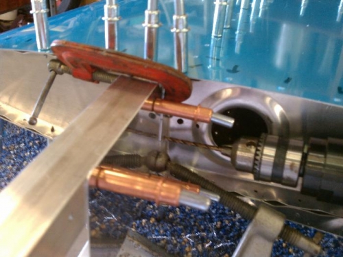 Drill chuck was gouging the rib here