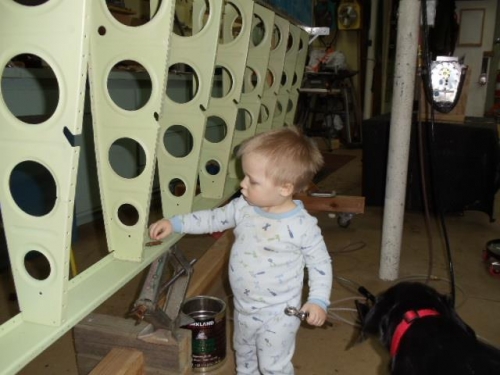 Easton is checking out the rivet job.