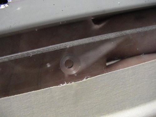 Close-up of canopy hole after countersinking