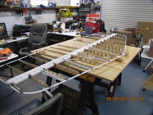 Preparing to varnish stab & elev ribs.