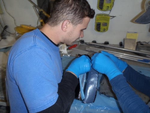 applying lay-up to mold