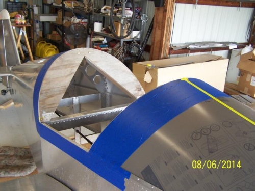 Plywood Template Attached to Turtle Deck, Windshield Center Line Marked #3585