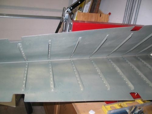 Finished riveting the rudder stiffners