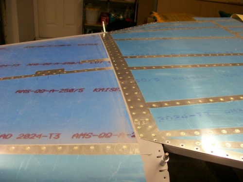 Aft and center section bottom skins riveted