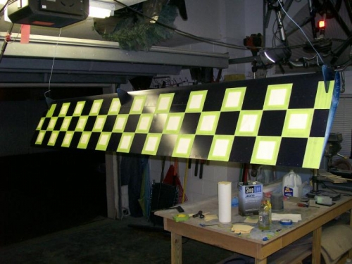 After dry the blue got masked for checkers