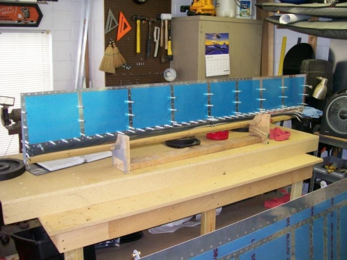 Right flap partialy assembled and ready for riveting