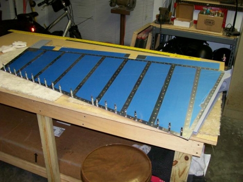 Rudder riveted and ready for trailing edge