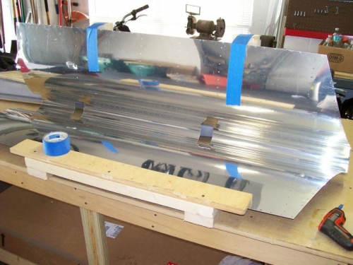 Elevator skin deburred and dimpled