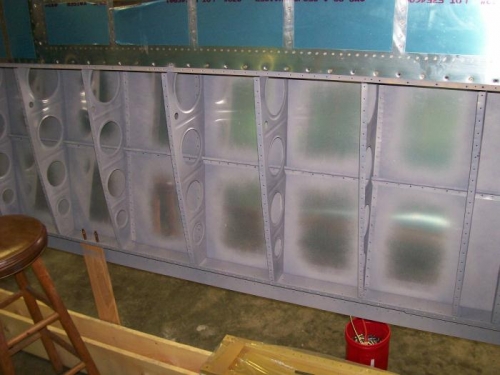 This picture shows the J-stringer installed in the right wing